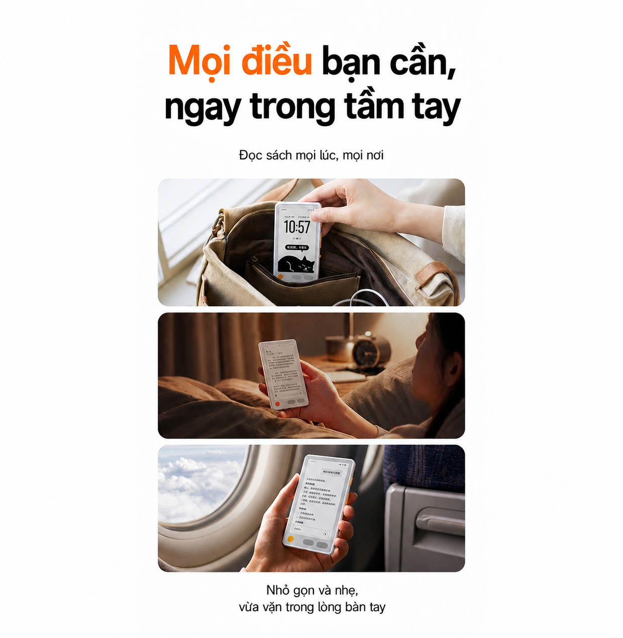 Cầm vừa vặn một tay, đọc sách mọi lúc mọi nơi